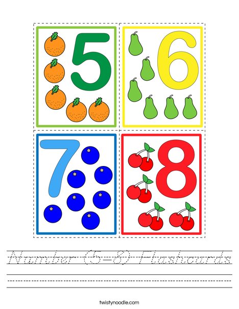 Number (5-8) Flashcards Worksheet