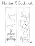Number 5 Bookmark Coloring Page
