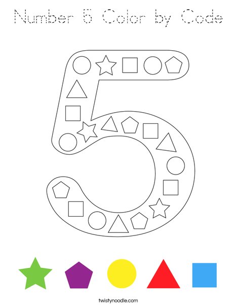 Number 5 Color by Code Coloring Page