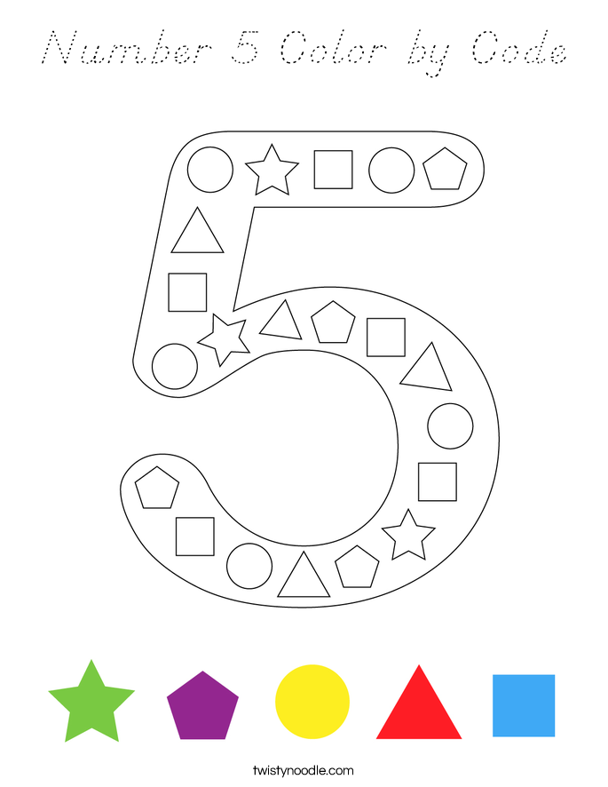 Number 5 Color by Code Coloring Page