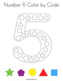 Number 5 Color by Code Coloring Page