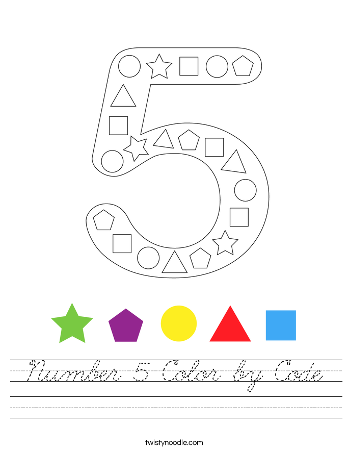 Number 5 Color by Code Worksheet