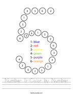 Number 5 Color by Number Handwriting Sheet