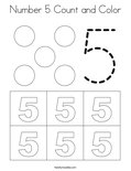 Number 5 Count and Color Coloring Page