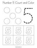 Number 5 Count and Color Coloring Page