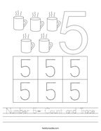 Number 5- Count and Trace Handwriting Sheet