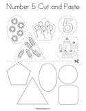 Number 5 Cut and Paste Coloring Page