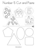 Number 5 Cut and Paste Coloring Page