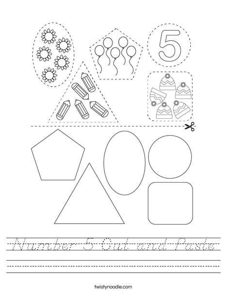 Number 5 Cut and Paste Worksheet