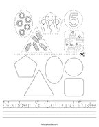 Number 5 Cut and Paste Handwriting Sheet