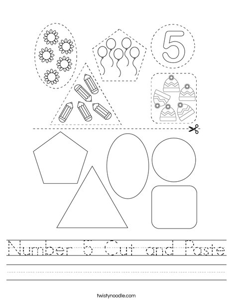 Number 5 Cut and Paste Worksheet