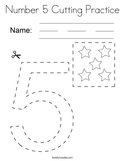 Number 5 Cutting Practice Coloring Page