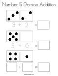 Number 5 Domino Addition Coloring Page