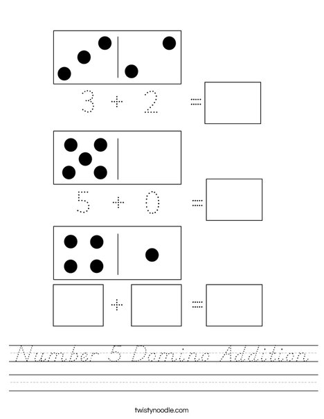 Number 5 Domino Addition Worksheet