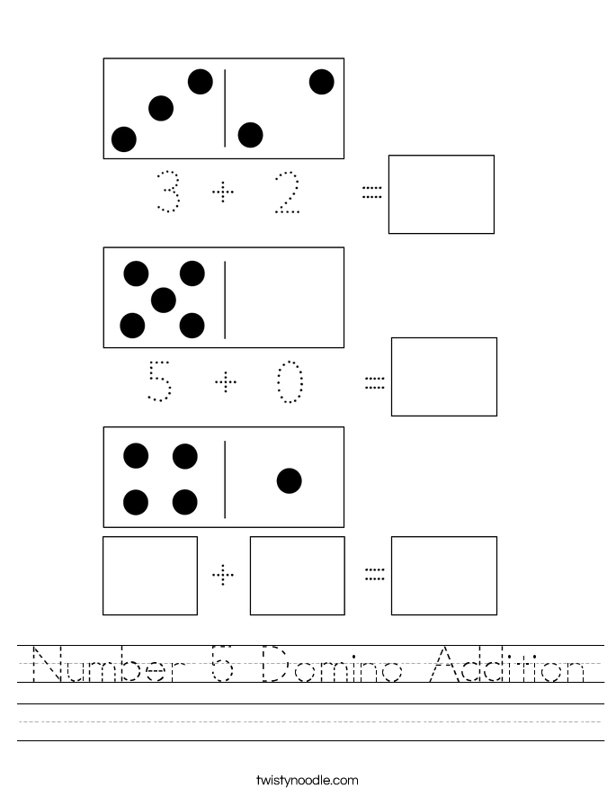 Number 5 Domino Addition Worksheet