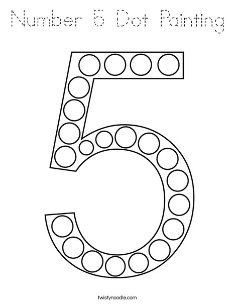 Number 5 Dot Painting Coloring Page