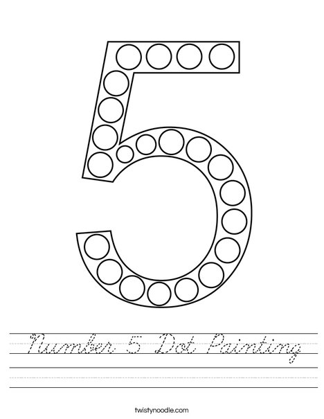 Number 5 Dot Painting Worksheet