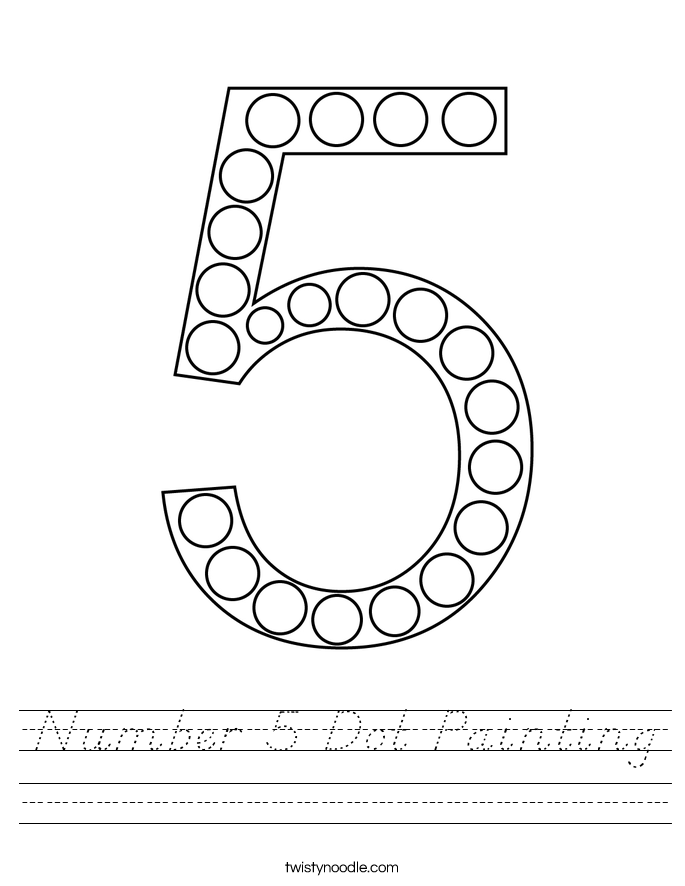 Number 5 Dot Painting Worksheet