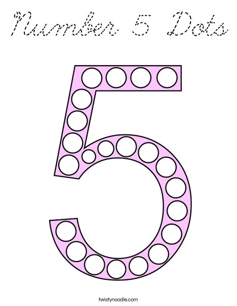 Number 5 Dots Coloring Page