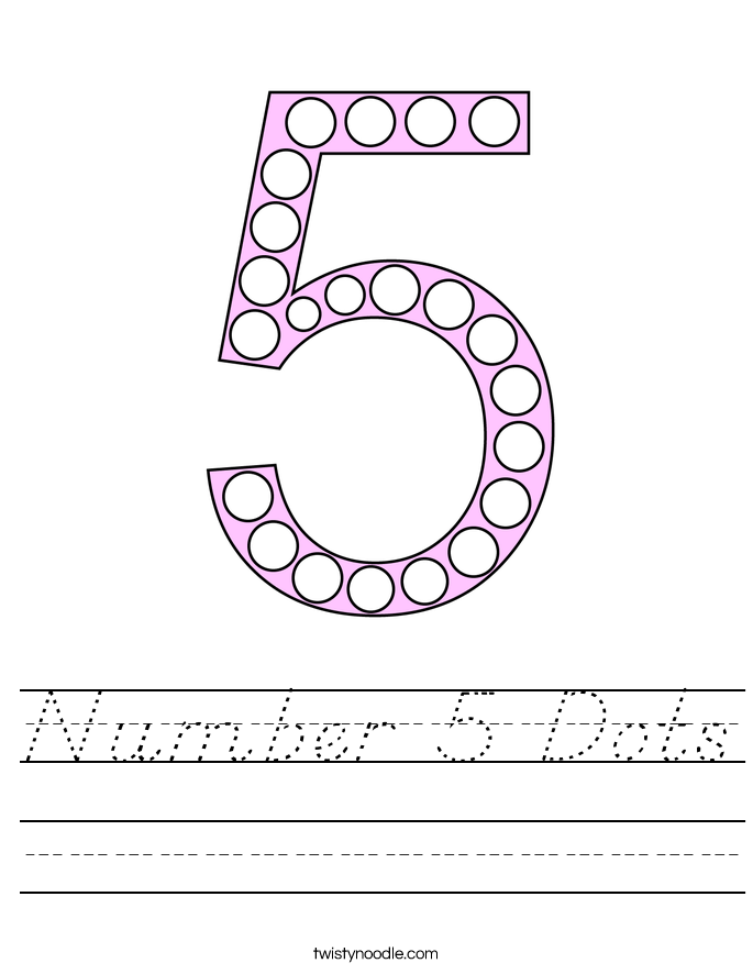 Number 5 Dots Worksheet