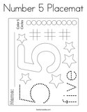 Number 5 Placemat Coloring Page
