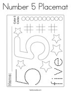 Number 5 Placemat Coloring Page