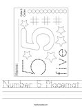 Number 5 Placemat Worksheet