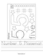 Number 5 Placemat Handwriting Sheet