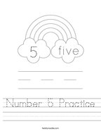 Number 5 Practice Handwriting Sheet