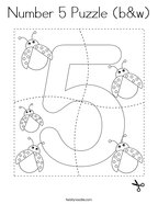 Number 5 Puzzle (b&w) Coloring Page