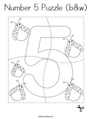Number 5 Puzzle (b&w) Coloring Page