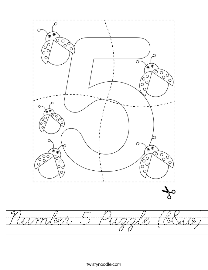 Number 5 Puzzle (b&w) Worksheet