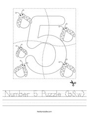 Number 5 Puzzle (b&w) Handwriting Sheet