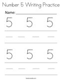 Number 5 Writing Practice Coloring Page