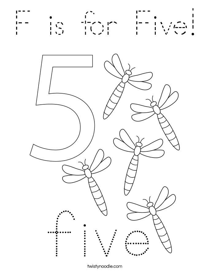 F is for Five! Coloring Page