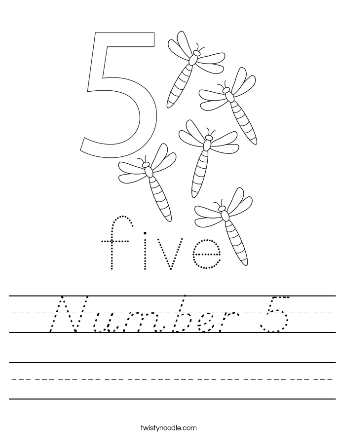 number-5-worksheet-d-nealian-twisty-noodle