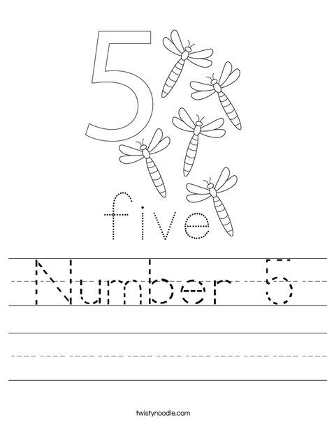 one two three four five Worksheet - Twisty Noodle