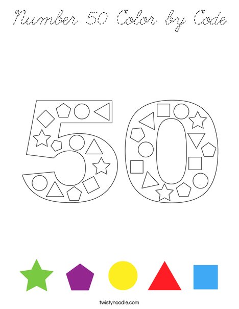 Number 50 Color by Code Coloring Page