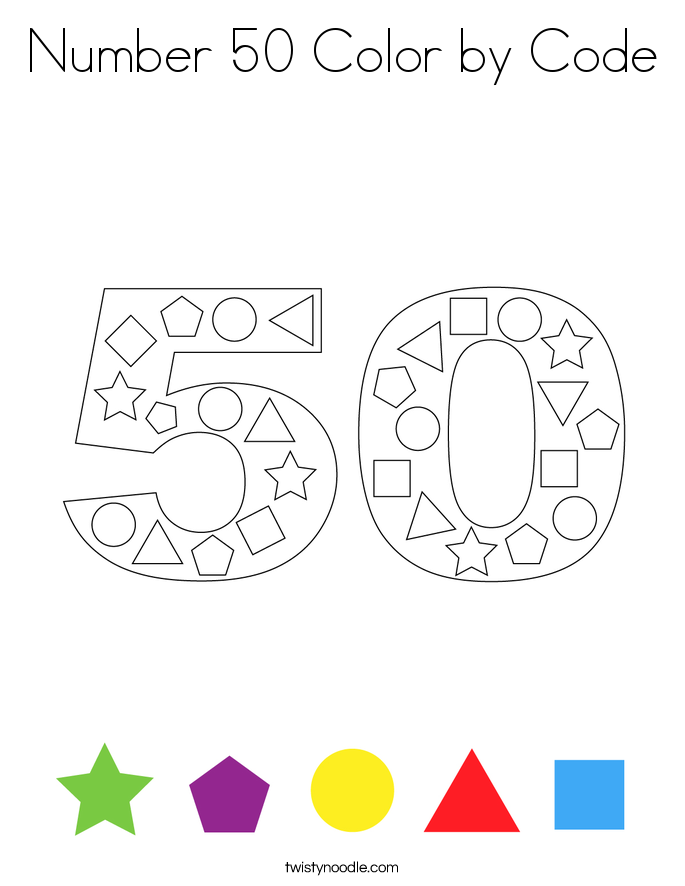 Number 50 Color by Code Coloring Page