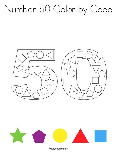 Number 50 Color by Code Coloring Page