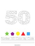 Number 50 Color by Code Worksheet