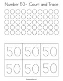 Number 50- Count and Trace Coloring Page