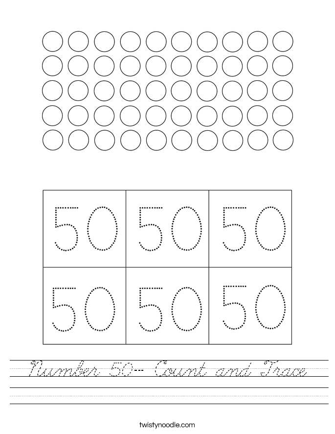 Number 50- Count and Trace Worksheet