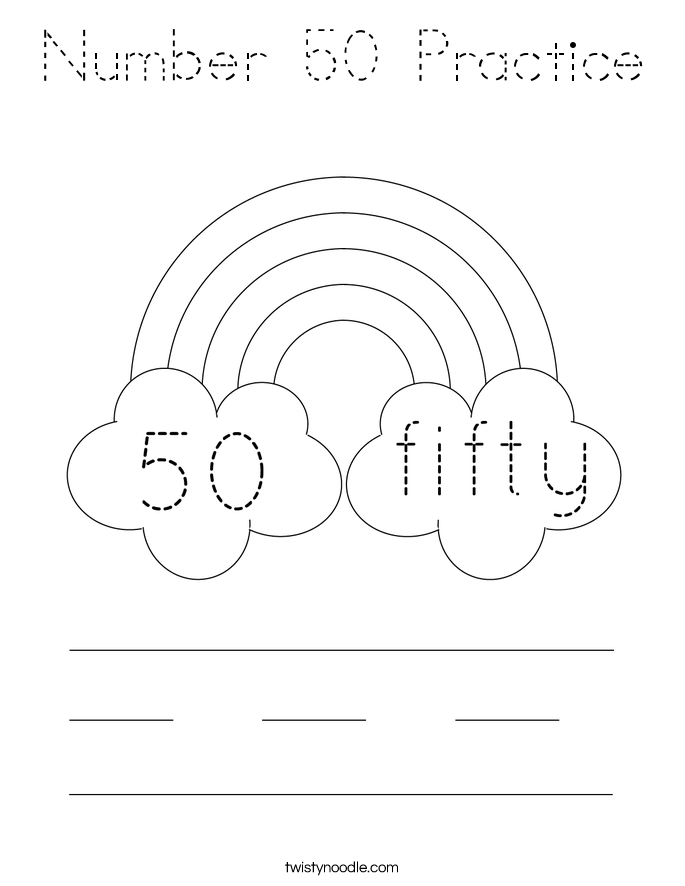 Number 50 Practice Coloring Page