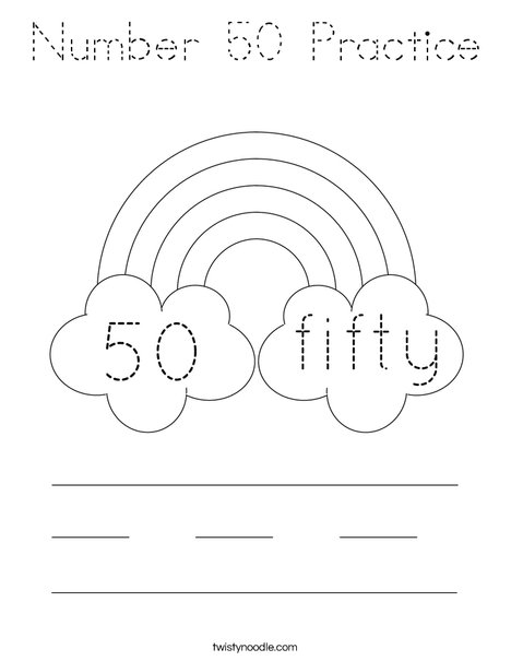 Number 50 Practice Coloring Page