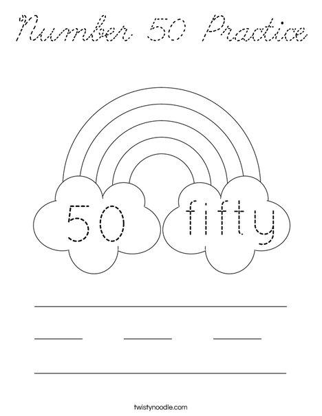 Number 50 Practice Coloring Page