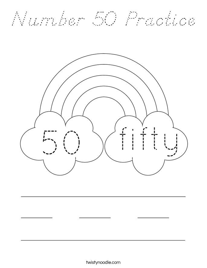 Number 50 Practice Coloring Page