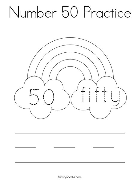 Number 50 Practice Coloring Page