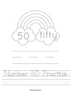 Number 50 Practice Handwriting Sheet