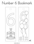 Number 6 Bookmark Coloring Page